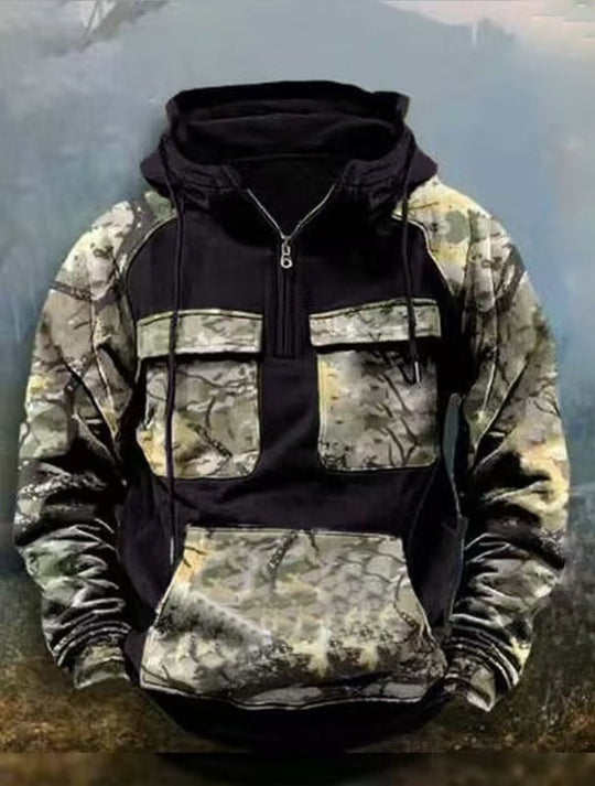 Herren Camouflage Funktionskapuzenpullover