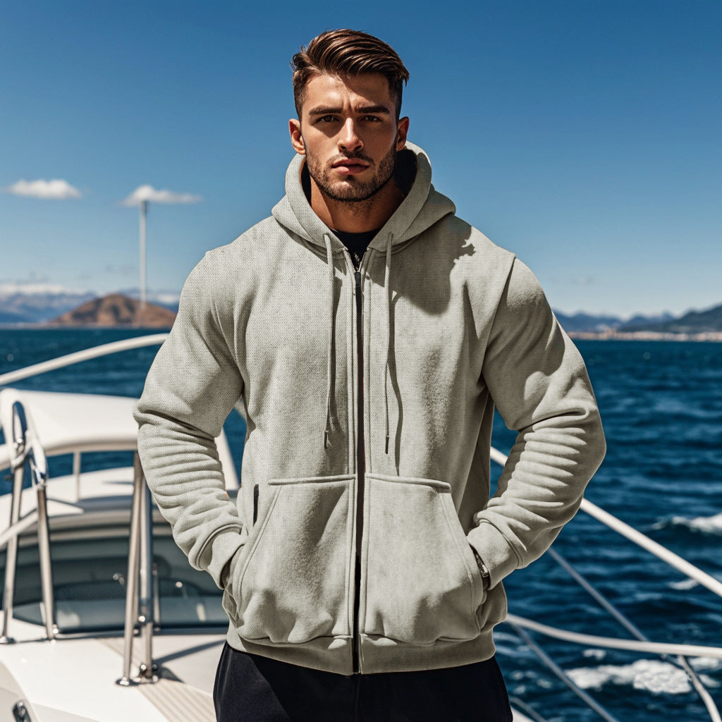 Herren Kapuzen-Sweatjacke mit durchgehendem Reißverschluss, Kängurutasche und verstellbarer Kapuze Shop Nory