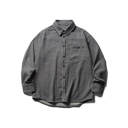 Herren Gestreiftes Oversize-Hemd aus gewaschenem Baumwollmix mit Brusttasche Shop Nory