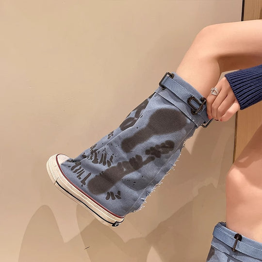 Damen Canvas-Gaiter-Boots mit integrierter Sneaker-Sohle und verstellbarem Schnallenriemen Shop Nory
