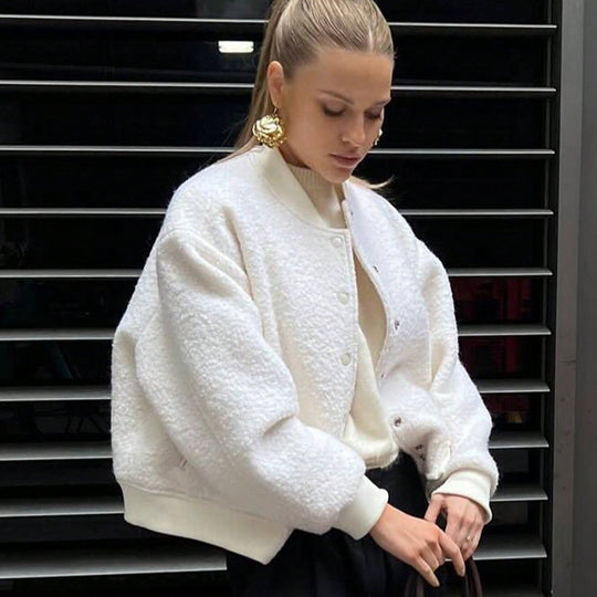 Damen kuschelige Fleece-Jacke im lässigen Stil mit praktischen Taschen