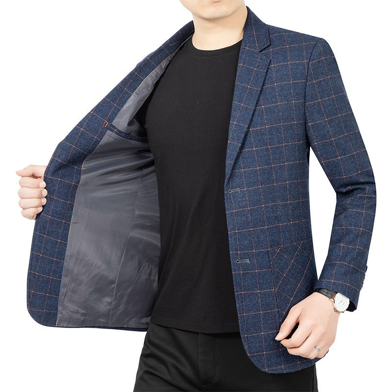 Herren Kariertes Slim-Fit Sakko aus Wollmischung Shop Nory