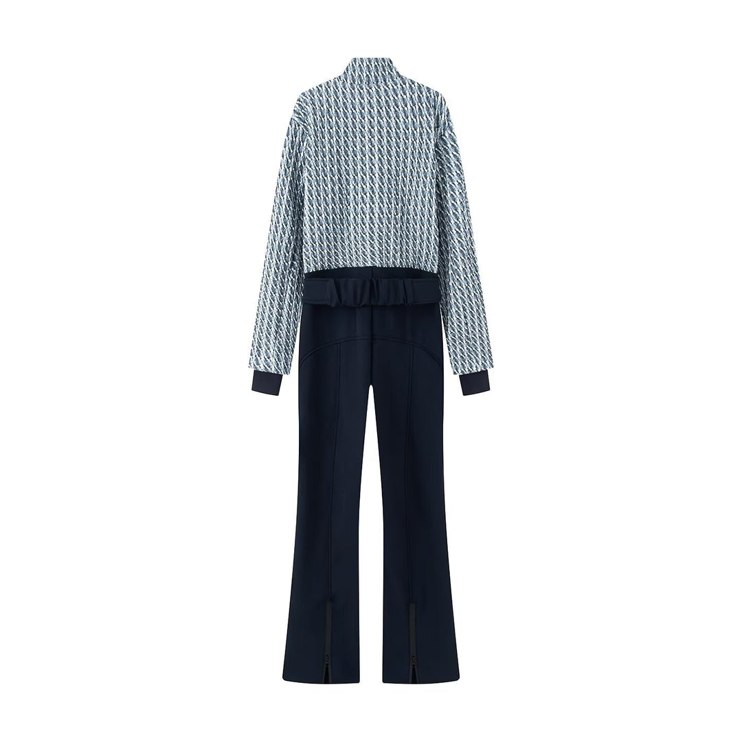 Damen Zweiteiliges Ensemble aus strukturierter Kurzjacke und hochgeschnittener Schlaghose Shop Nory