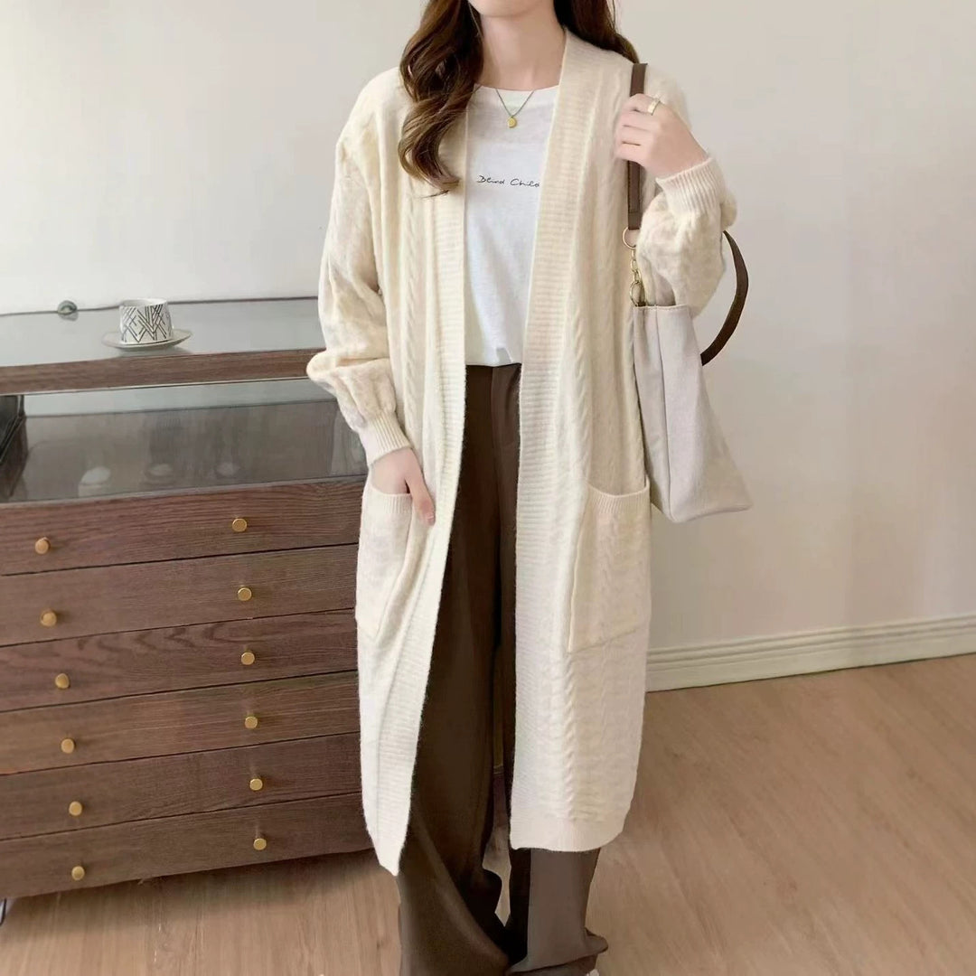 Damen Gemütlicher Strickcardigan mit Kapuze und Taschen Shop Nory