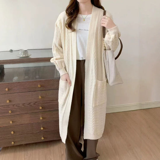 Damen Gemütlicher Strickcardigan mit Kapuze und Taschen Shop Nory