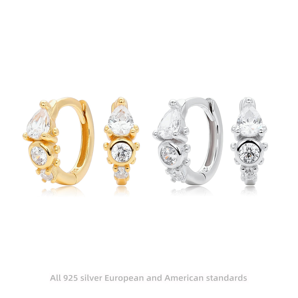 Damen Ohrstecker mit funkelnden Zirkon-Details aus 925 Sterling Silber Shop Nory
