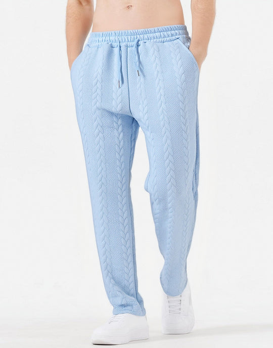 Herren grobgestrickte Lounge-Jogginghose mit Zopfstrick, Elastikbund und Kordelzug Shop Nory