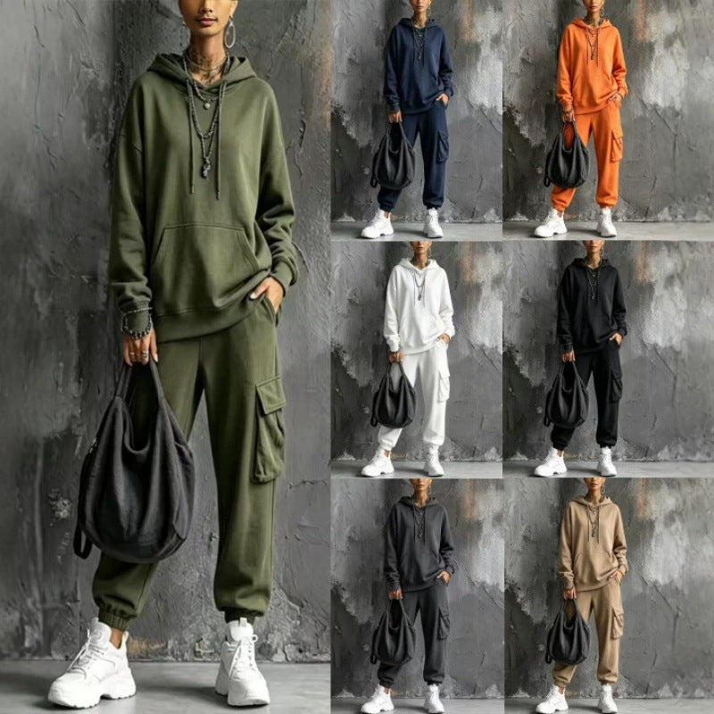 Damen Oversize Hoodie- und Cargo-Jogger-Set aus French Terry Shop Nory