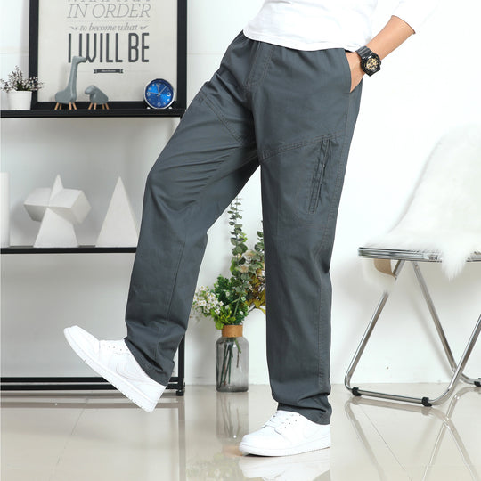 Herren Weite Utility-Cargohose mit elastischem Bund, seitlichen Reißverschlusstaschen und vorgeformten Knien Shop Nory