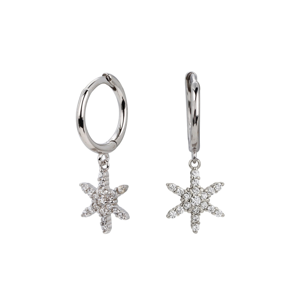 Damen Ohrringe mit funkelnden Zirkon-Stern-Anhängern aus 925 Sterling Silber Shop Nory
