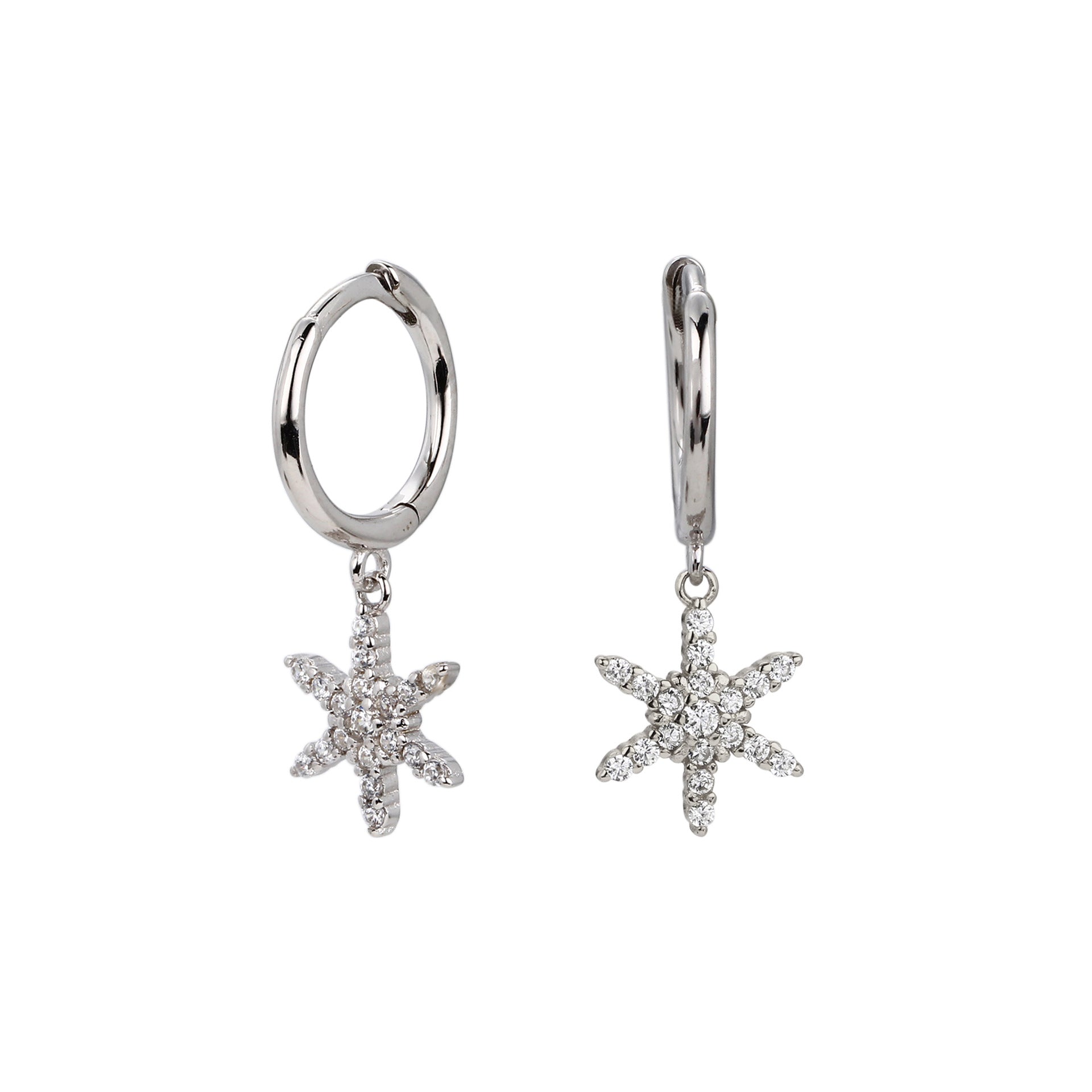 Damen Ohrringe mit funkelnden Zirkon-Stern-Anhängern aus 925 Sterling Silber Shop Nory