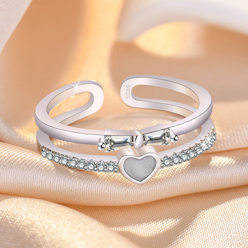 Damen Offener Ring mit funkelndem Herz-Design und Zirkonia-Besatz Shop Nory