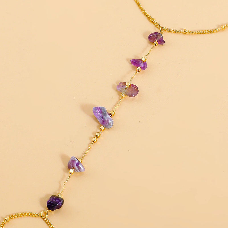Damen Halskette mit feinen Amethyststeinen und elegantem Gliederdesign Shop Nory
