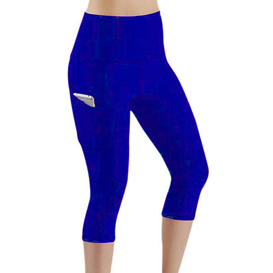 Damen Sportliche Capri-Leggings mit Seitentaschen und hohem Bund