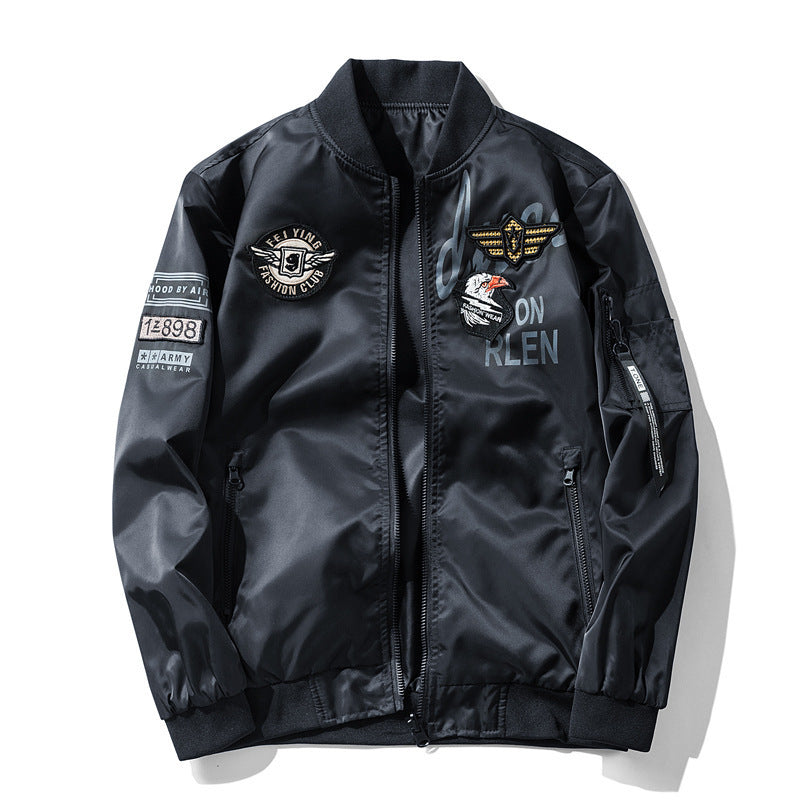 Herren Piloten-Bomberjacke im Aviator-Look mit Patch‑Applikationen und windabweisendem Nylon Shop Nory