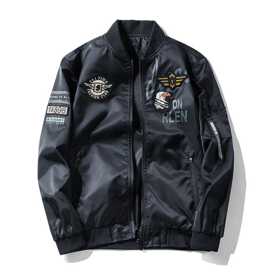 Herren Piloten-Bomberjacke im Aviator-Look mit Patch‑Applikationen und windabweisendem Nylon Shop Nory