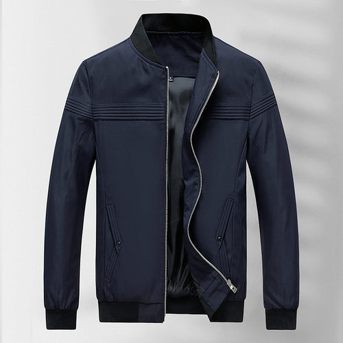 Herren schlichter Slim-Fit Zipper-Blouson mit Stehkragen, tonalen Nahtdetails und elastischen Bündchen Shop Nory