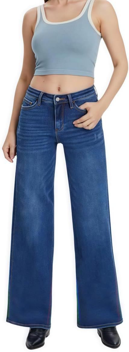 Damen Weite High‑Waist Schlagjeans aus Stretch Denim Shop Nory