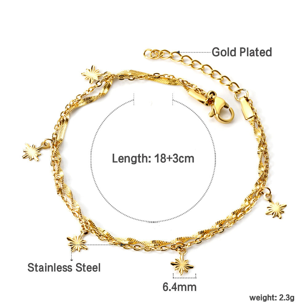 Damen zartes Armband mit erstellt Charm-Anhängern aus Edelstahl und goldplattierter Oberfläche Shop Nory