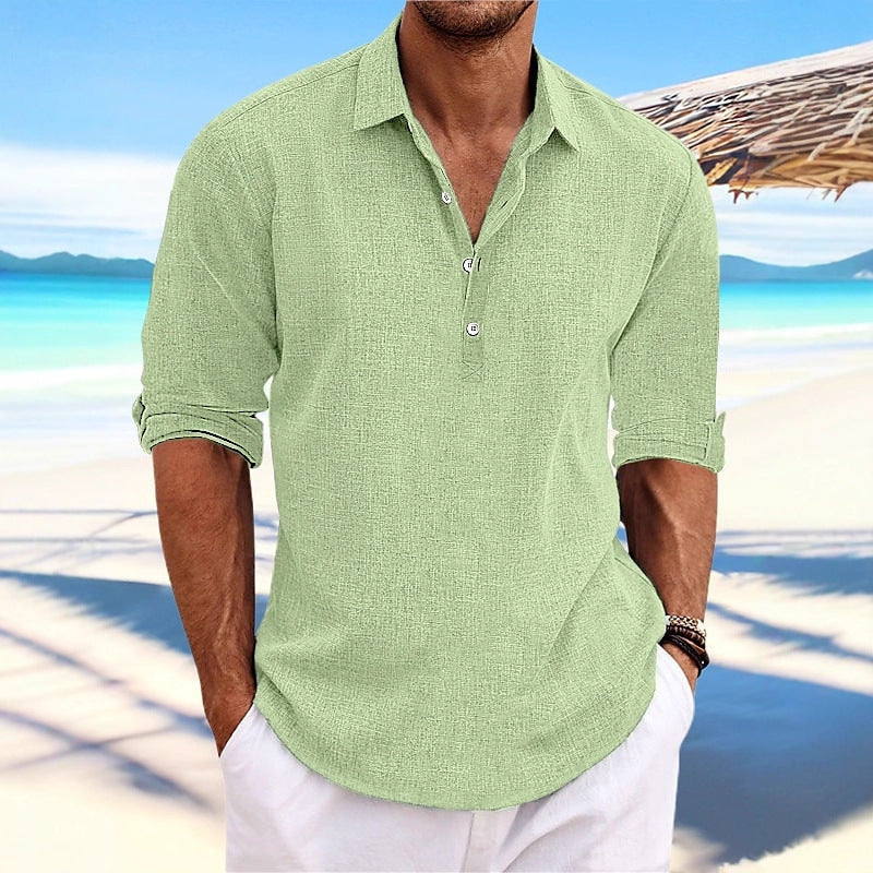 Herren lässiges Langarmhemd mit Knopfleiste und modernen Details Shopnory