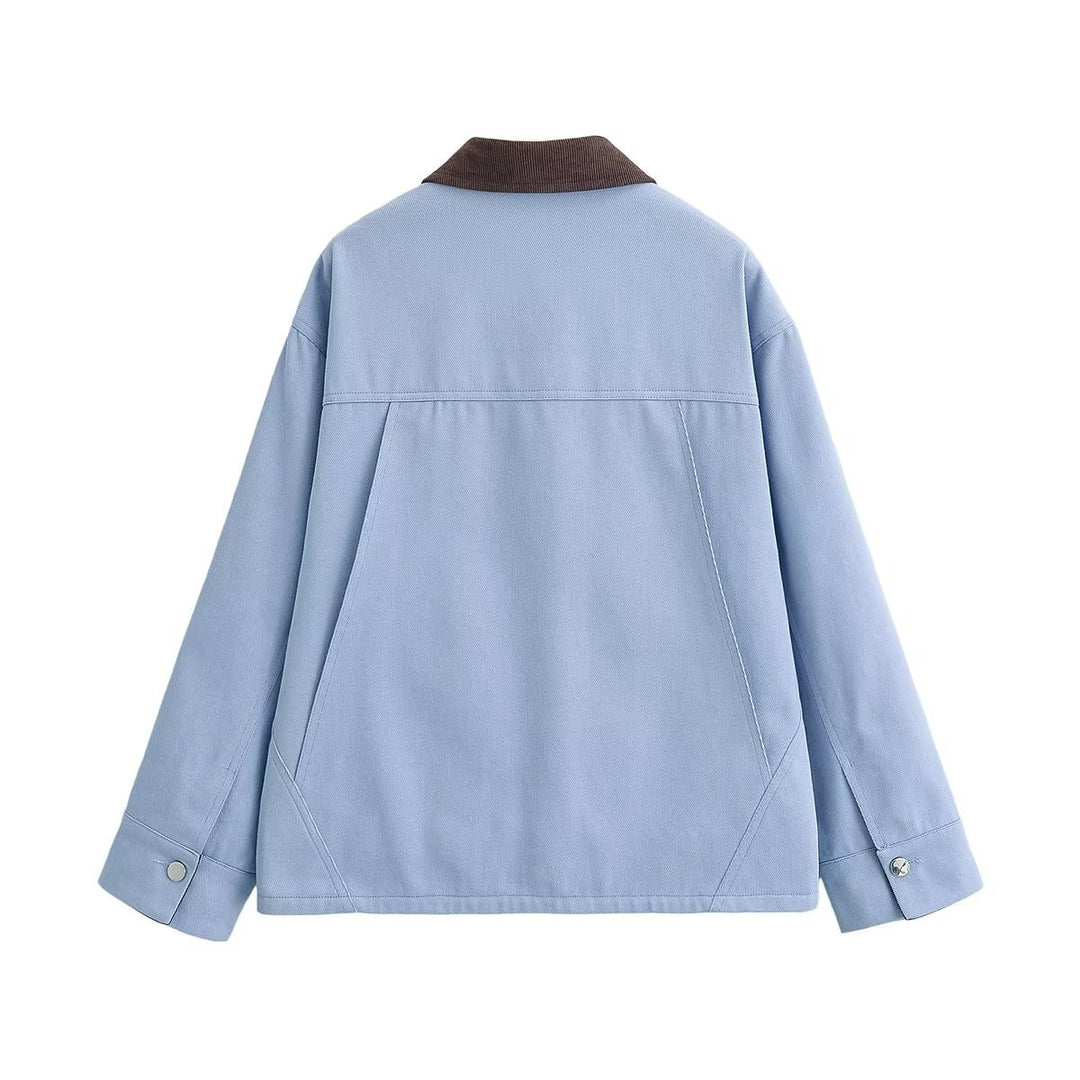 Damen Boxy-Arbeitsjacke mit Cordkragen und vier aufgesetzten Taschen Shop Nory