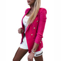 Damen eleganter taillierter Blazer mit doppelter Knopfleiste und goldenen Akzenten