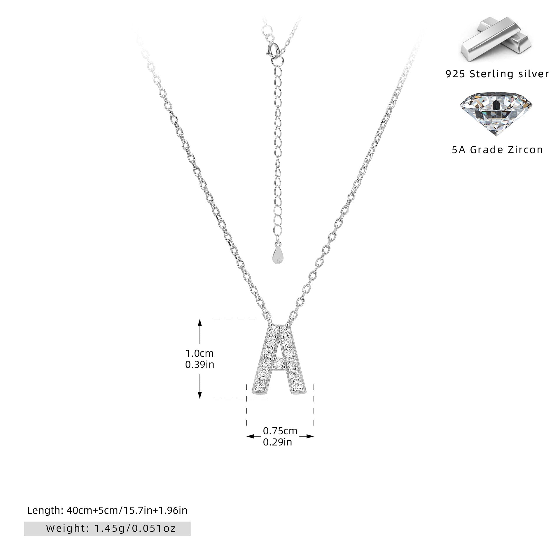 Damen Halskette mit Z-Anhänger und funkelnden Zirkonia Shop Nory