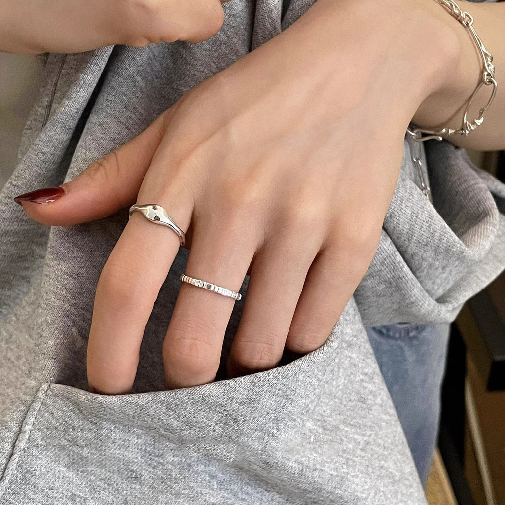 Damen Offener Silberring mit minimalistischen Herzverzierungen Shop Nory