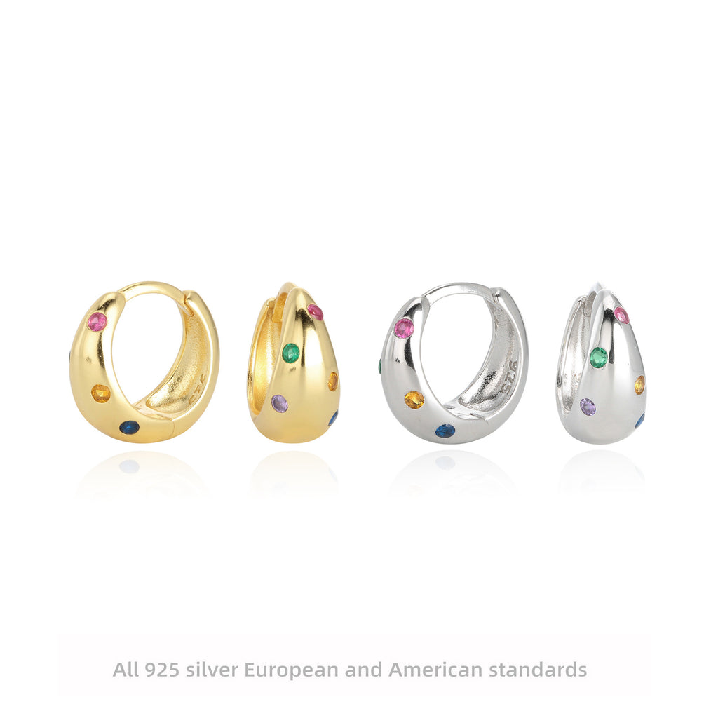 Damen Creolenohrringe mit farbenfrohen Zirkonen und hochwertiger 925er Silberfassung Shop Nory