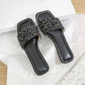 Damen Glamouröse Riemchen-Pantoletten mit funkelnder Strass-Applikation