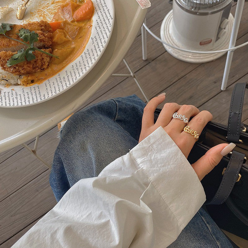 Damen Offener Ring mit kunstvollem Kettenmuster Shop Nory