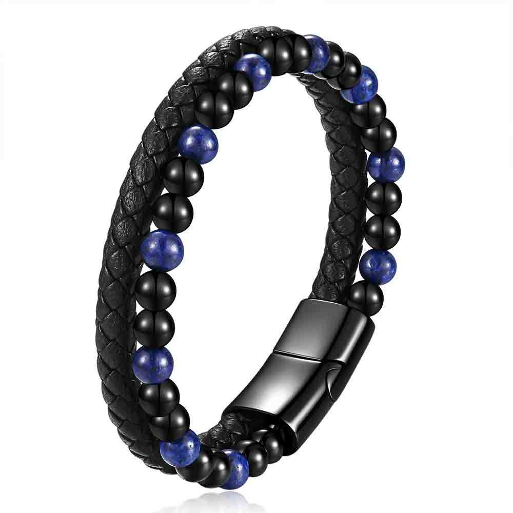 Damen Lederarmband mit geflochtenem Design und elegantem Zierbead Shop Nory