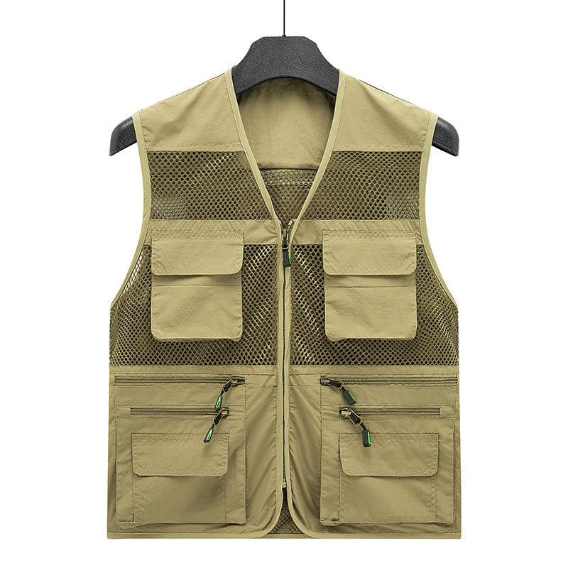 Herren Leichte Mesh-Utility-Weste mit vielen Reißverschluss- und Klapptaschen für Outdoor und Fotografie Shop Nory