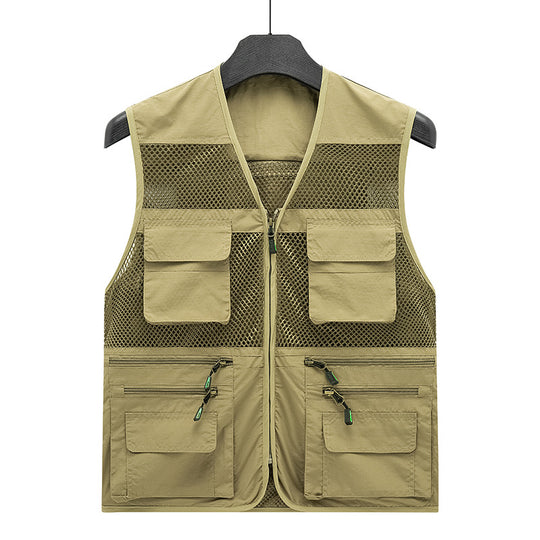 Herren Leichte Mesh-Utility-Weste mit vielen Reißverschluss- und Klapptaschen für Outdoor und Fotografie Shop Nory