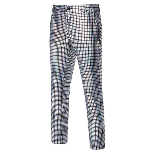 Herren Slim-Fit Anzughose mit glänzender Paillettenoptik und feinem Karomuster Shop Nory