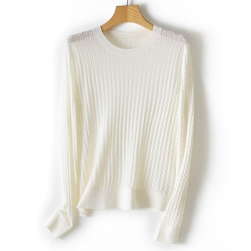 Damen Feiner Zopfstrick-Pullover mit Rundhalsausschnitt und gerippten Abschlüssen Shop Nory