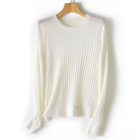 Damen Feinstrickpullover mit Zopfstrickmuster und Rundhalsausschnitt Shop Nory