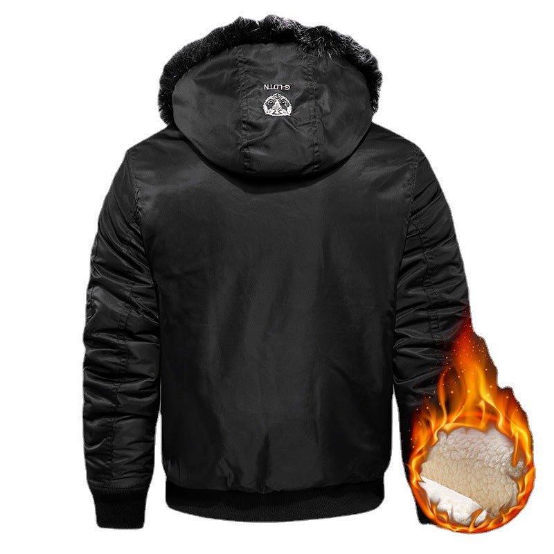 Herren Wattierter Pilotenbomber mit Teddyfleece‑Innenfutter, Kunstfellkapuze und Utility‑Taschen Shop Nory