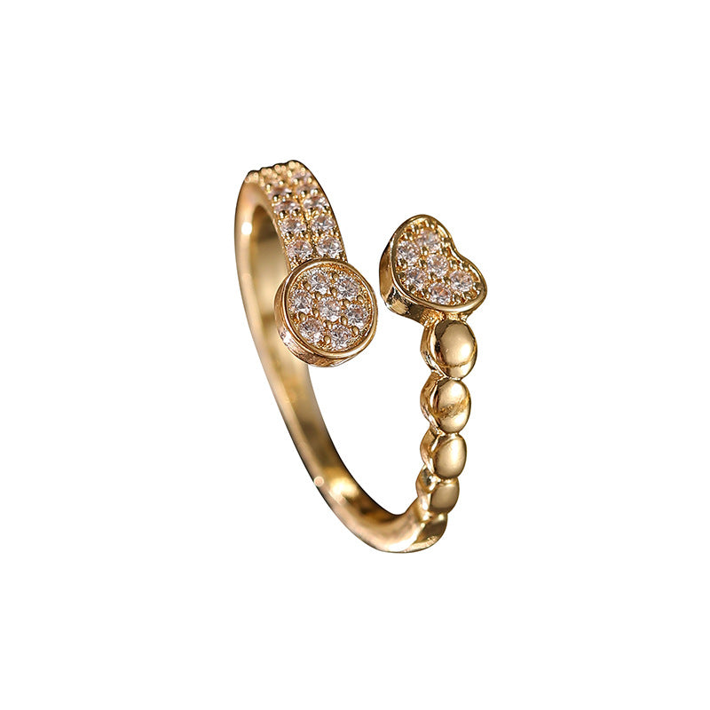Damen Offener Ring mit herzförmigem Design und funkelnden Kristallen Shop Nory