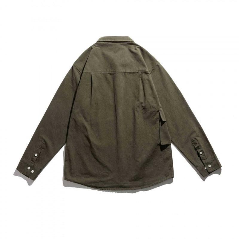 Unisex Kastenförmiges Utility-Overshirt mit kontrastierter Brustapplikation und aufgesetzten Pattentaschen Shop Nory