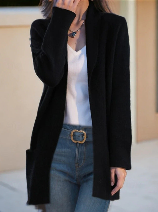 Damen Offener Longcardigan aus Soft‑Strick mit aufgesetzten Taschen Shop Nory