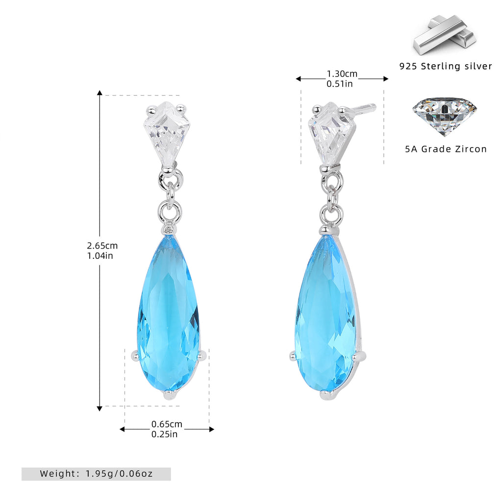 Damen Ohrhänger mit funkelnden Tropfen-Zirkonen aus hochwertigem 925 Sterling Silber Shop Nory