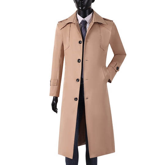 Herren Lang geschnittener Trenchcoat mit klassischem Revers und wasserabweisendem Finish Shop Nory
