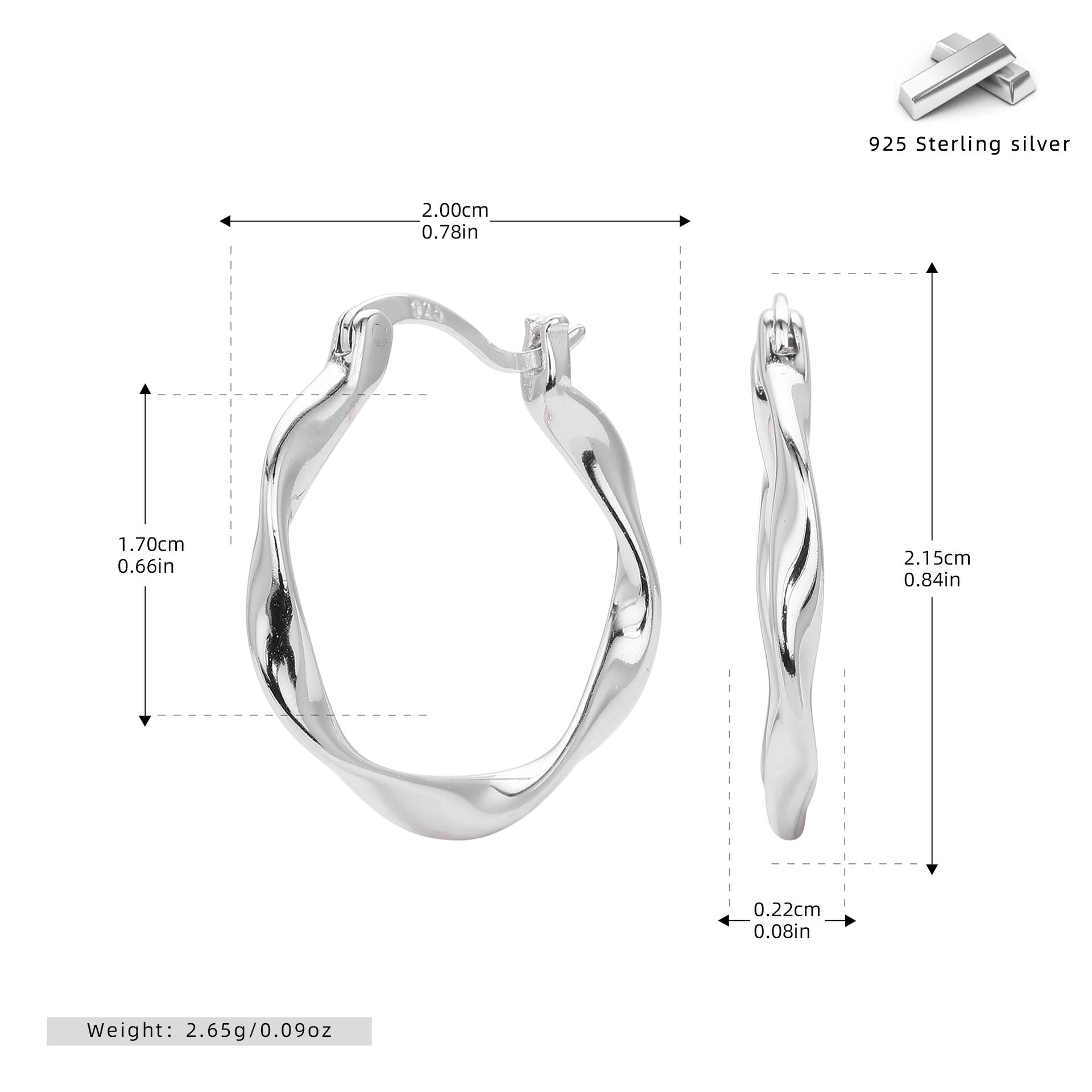 Damen Ohrhänger mit stilvollem, geschwungenem Design aus hochwertigem 925 Sterling Silber Shop Nory