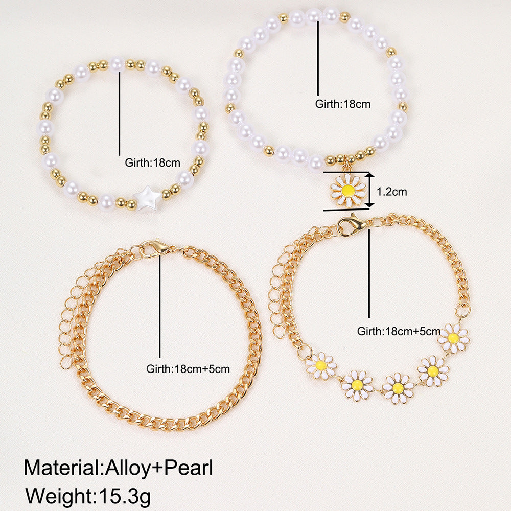 Damen Armband-Set mit floralen Elementen und eleganten Zirkonia Akzenten Shop Nory