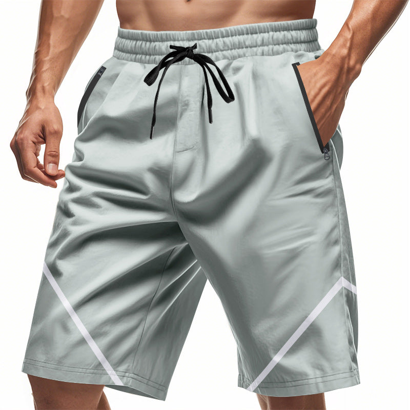 Herren nan atmungsaktive Trainingsshorts mit Reißverschlusstaschen und elastischem Tunnelzugbund
