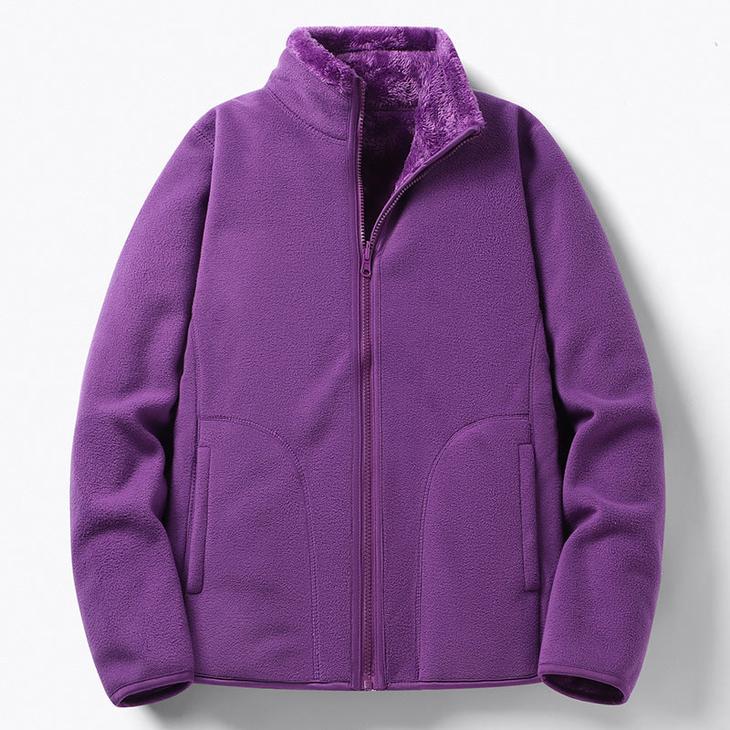 Damen Gefütterte Fleece-Jacke mit Teddyfutter, Stehkragen & durchgehendem Reißverschluss Shop Nory