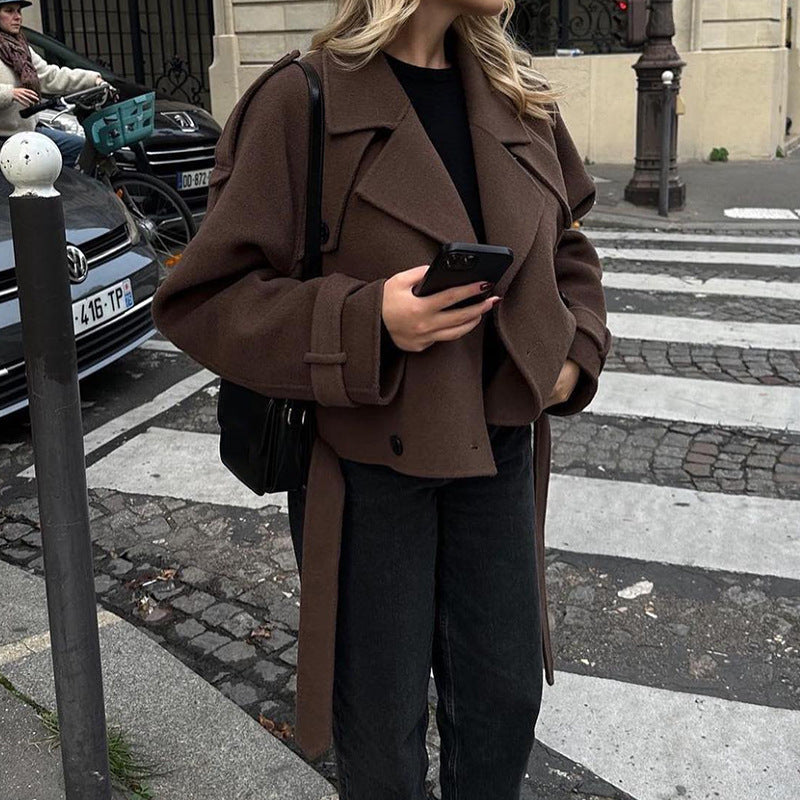 Damen stylische, taillierte Kurzmantel