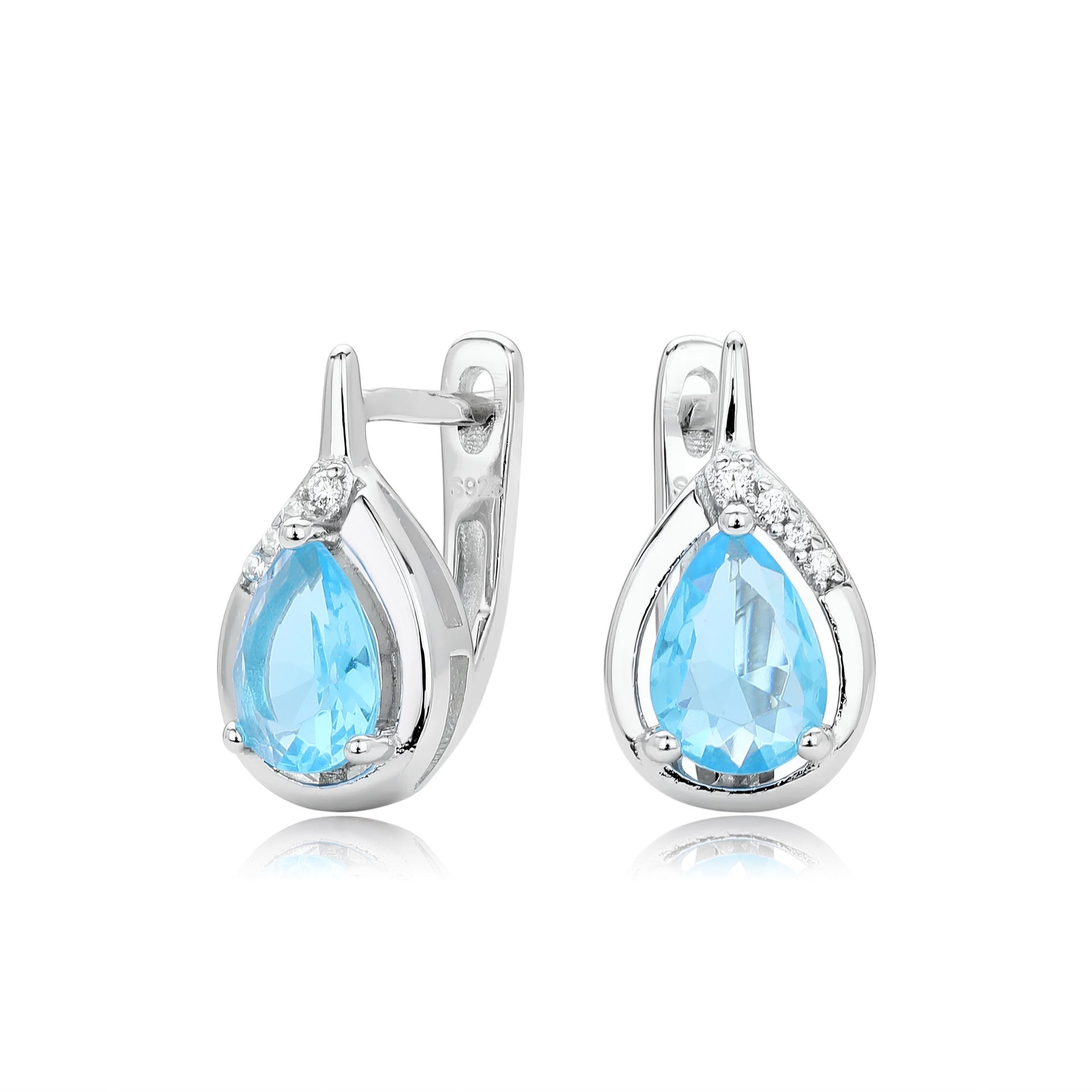 Damen Ohrhänger mit Tropfen-Design aus 925 Sterling Silber und funkelndem Zirkon Shop Nory
