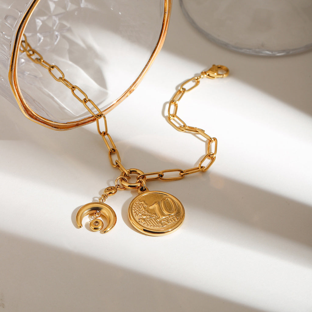 Damen Armband aus hypoallergenem Edelstahl mit künstlerischen Anhängern Shop Nory